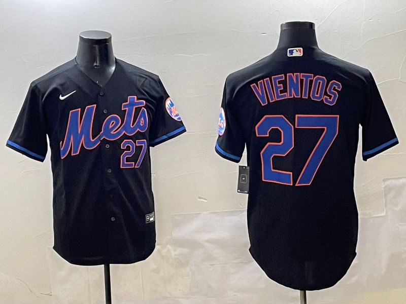 Men New York Mets 27 Vientos Black Game 2025 Nike MLB Jersey style 7